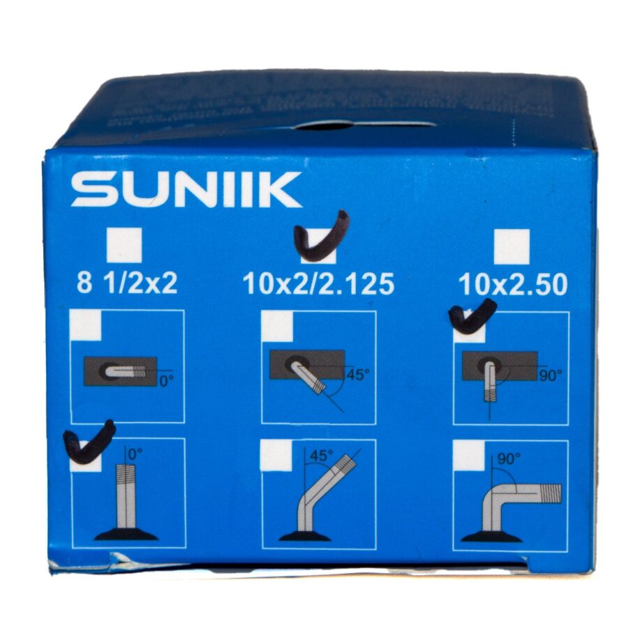 Cámara de aire 10x2,125 Válvula 0º 90º SUNIIK - 50 unidades