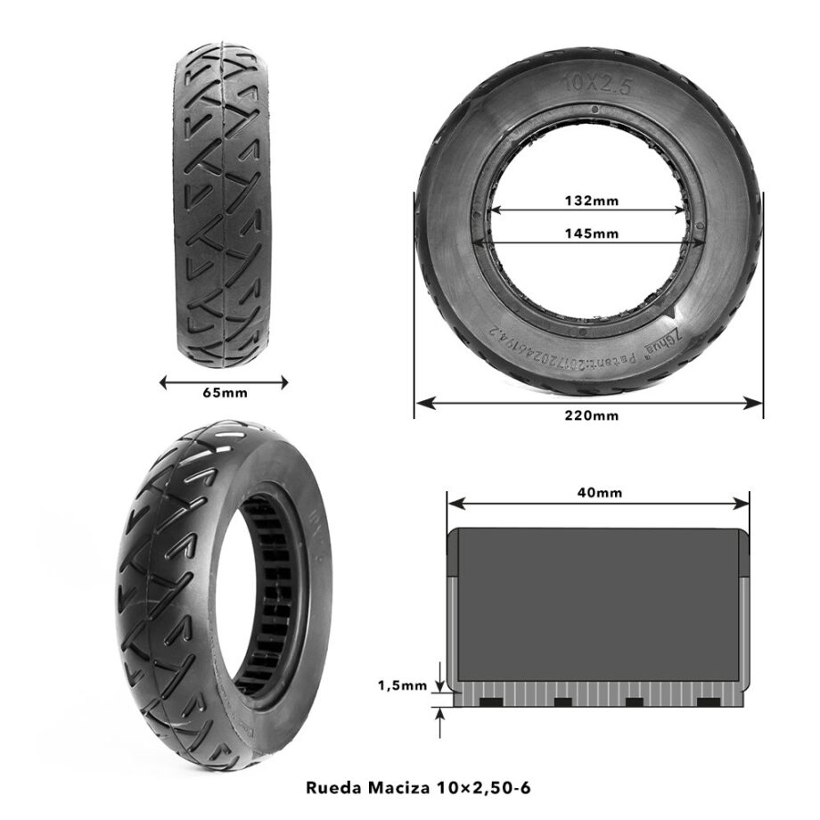 Ruota piena 10x2,50-6