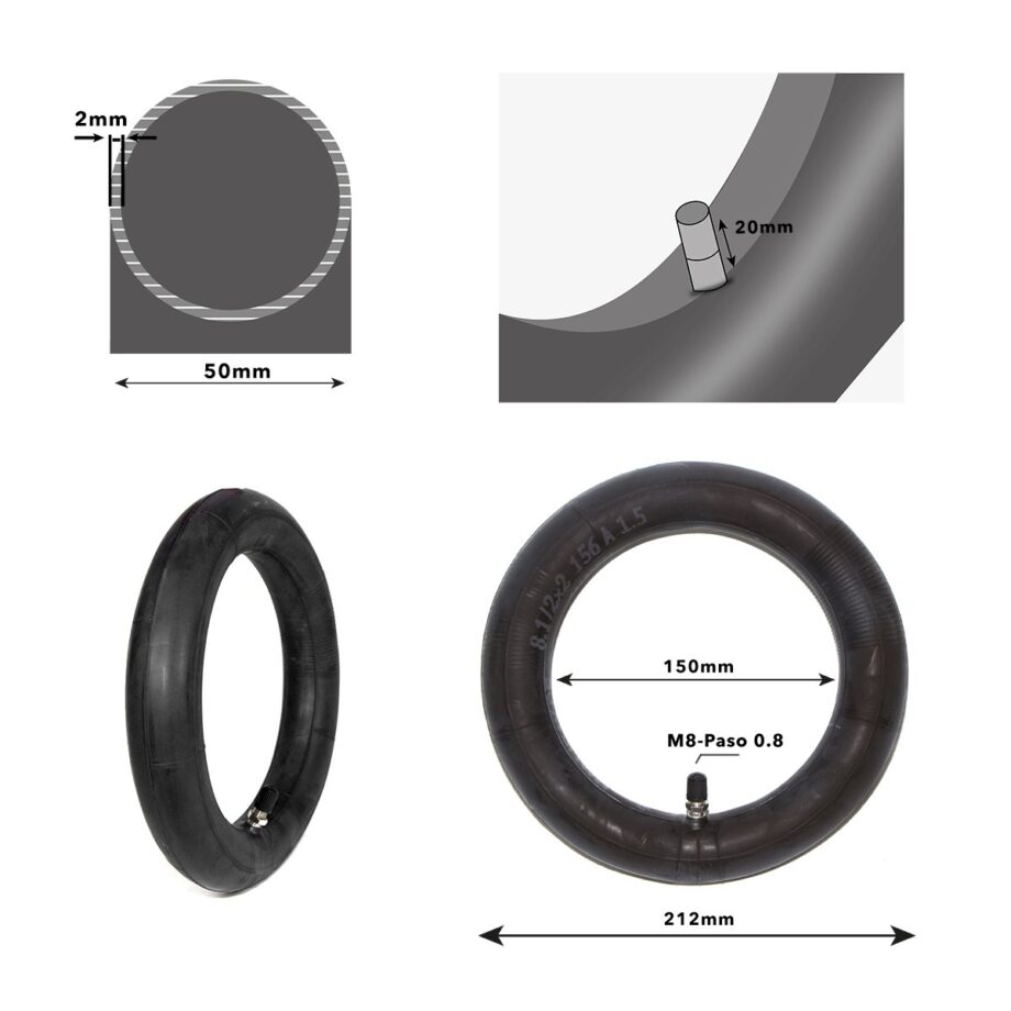 Camera d'aria 8,5x2 (valvola dritta) Semirinforzata - Premium (confezione da 100 unità)