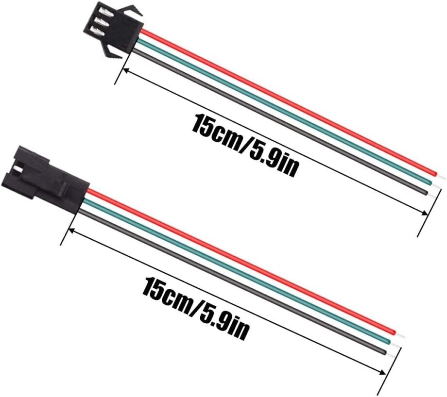 Conector SM 3 pines con cable 22 AWG - 5M/5H (pack 10 unidades)