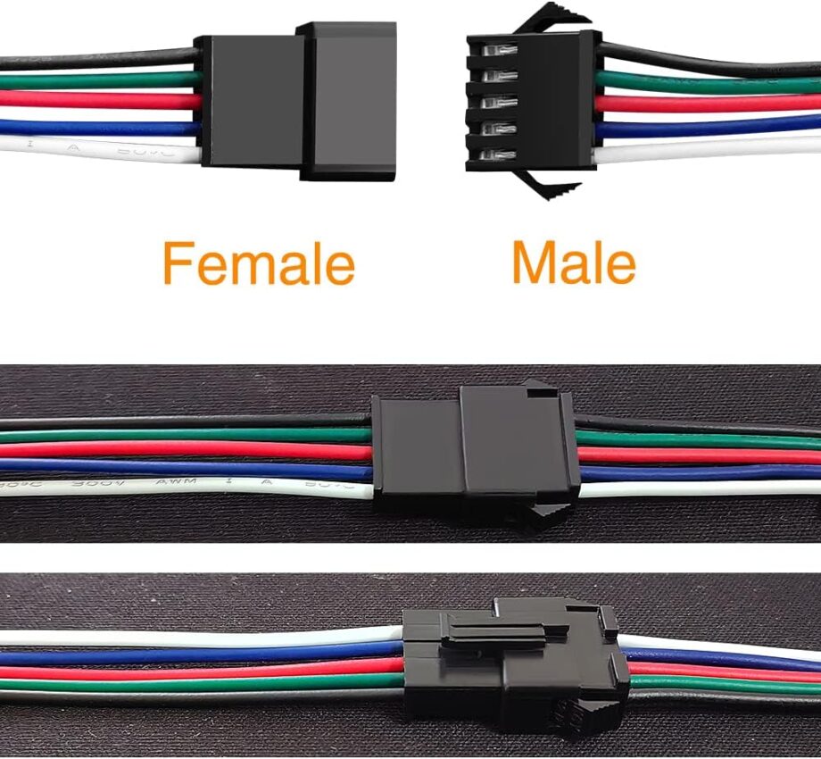 Conector SM 5 pines con cable 22 AWG - 5M/5H (pack 10 unidades)