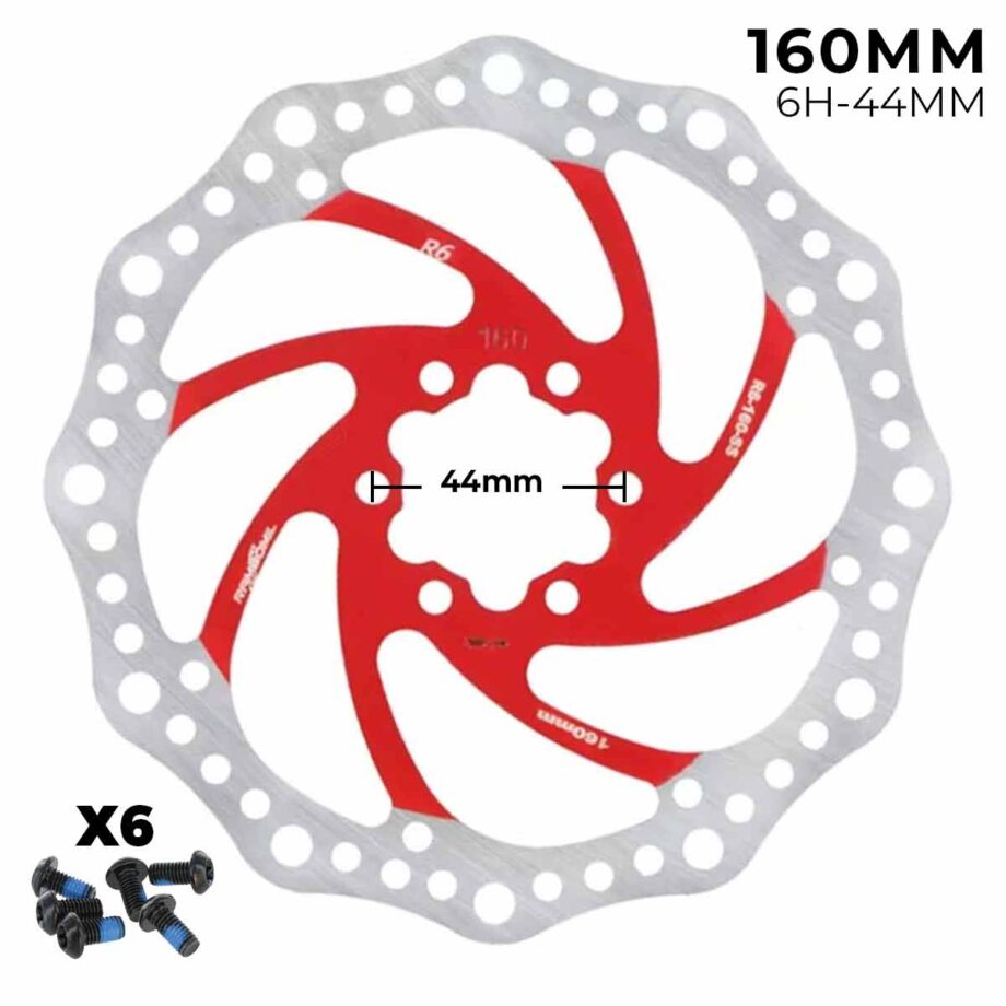 Disco de freno 160mm rojo - Dentado (6H -44MM)