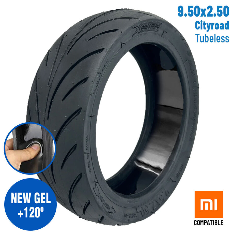 Neumático 9,5x2,50 Tubeless (Con gel antipinchazos)  - Compatible con Xiaomi