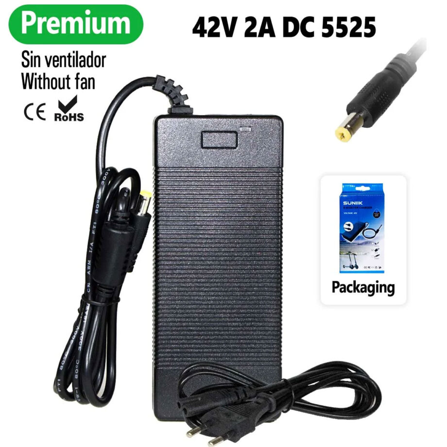 Caricabatterie 42V 2A con connettore DC5521 (versione premium senza ventola) [Suniik]